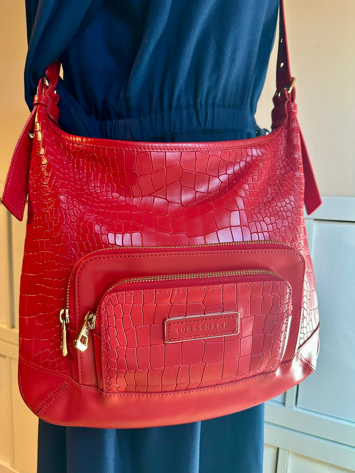 Longchamp Légende Croco Crossbody Bag.