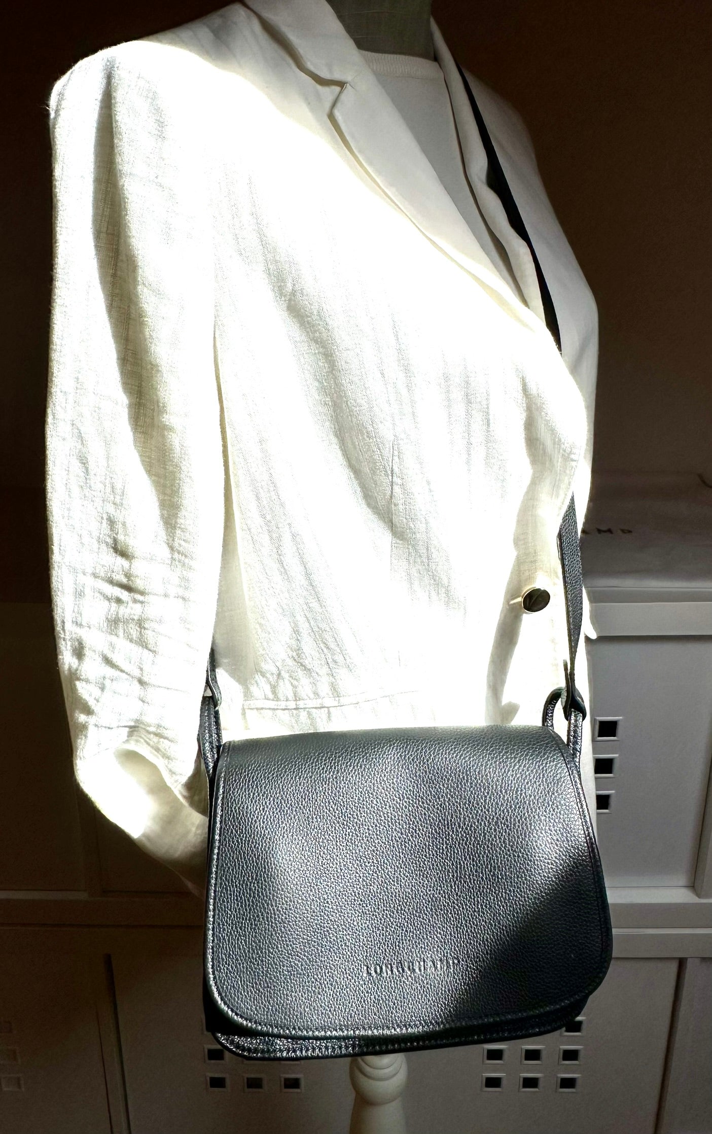 LONGCHAMP Le Foulonné - Sac Bandoulière Cuir Noir - NEUF