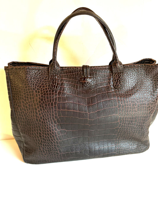 Longchamp Roseau Tasche – Braunes Krokodilleder.