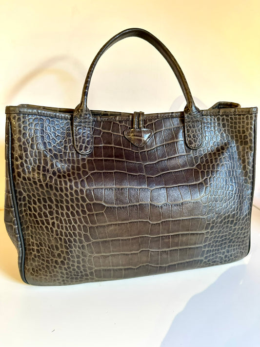 Sac Longchamp Roseau - Taupe Olive/Kaki gris taille M