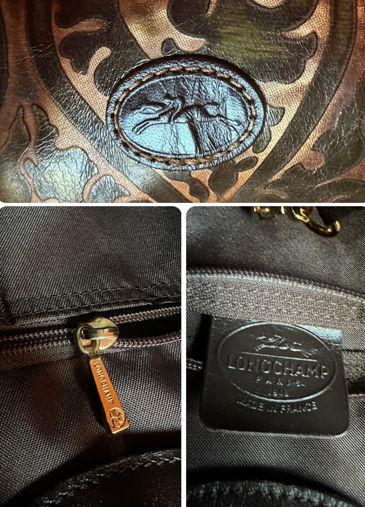 Sac Longchamp Vintage Collector – Cuir Embossé Arabesques