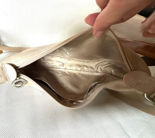 Sac Longchamp bandoulière beige - Le Foulonné.