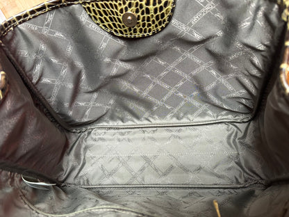 Sac Longchamp Roseau - Cuir Marron foncé & Kaki.
