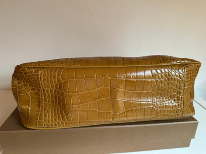 Sac Longchamp Roseau - Cuir Croco moutarde camel