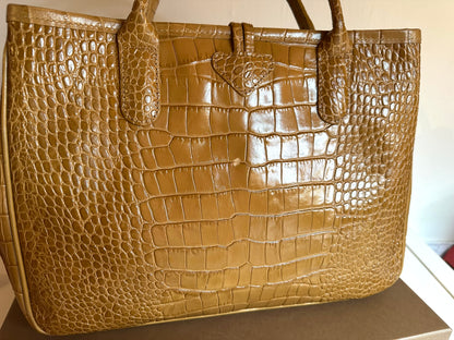 Sac Longchamp Roseau - Cuir Croco moutarde camel