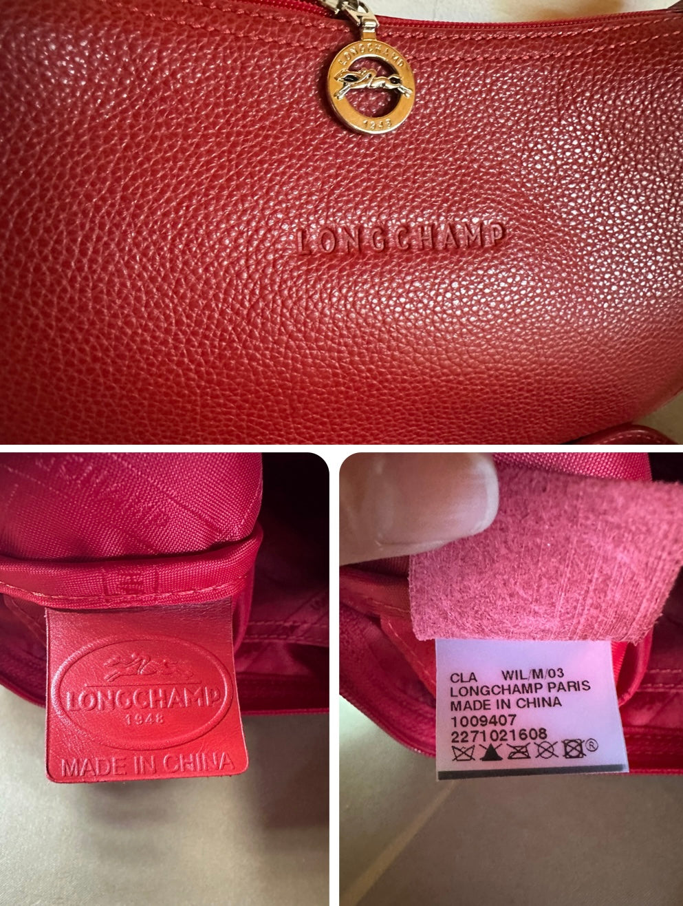 Sac Longchamp bandoulière rouge - Le Foulonné.