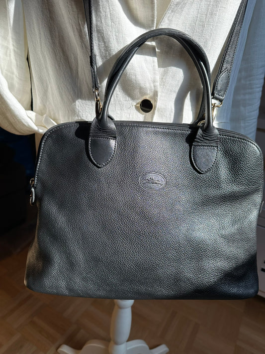 Longchamp Tasche „Le Foulonné“ aus schwarzem Leder.