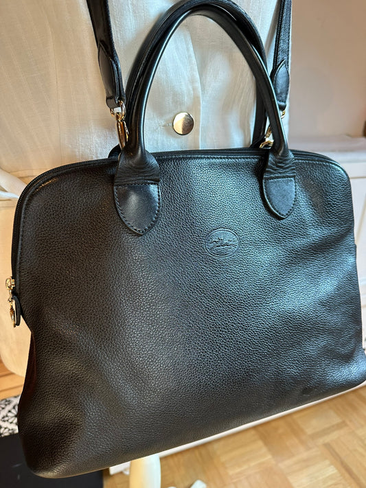 Longchamp Tasche „Le Foulonné“ aus schwarzem Leder.