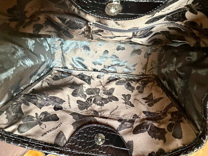 Sac Longchamp Roseau - Cuir Croco Noir.