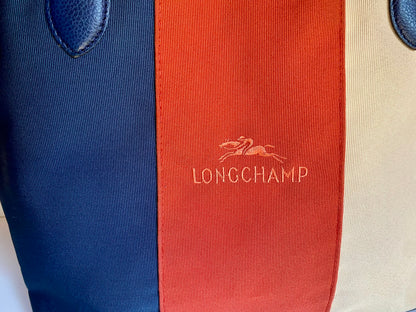 Longchamp Dreifarbige Tragetasche aus Canvas & Leder.
