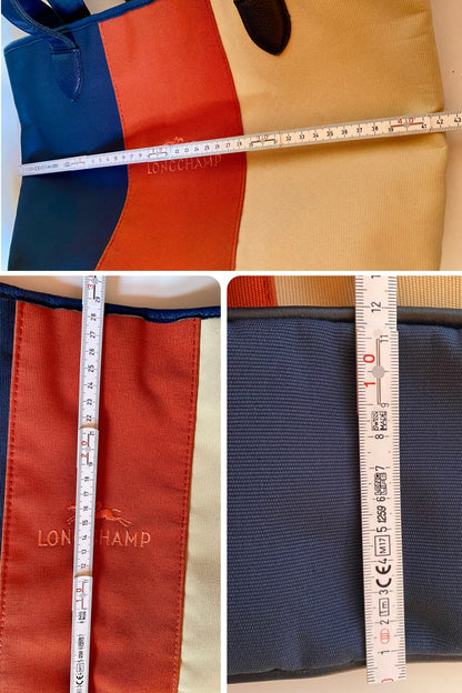 Longchamp Dreifarbige Tragetasche aus Canvas & Leder.