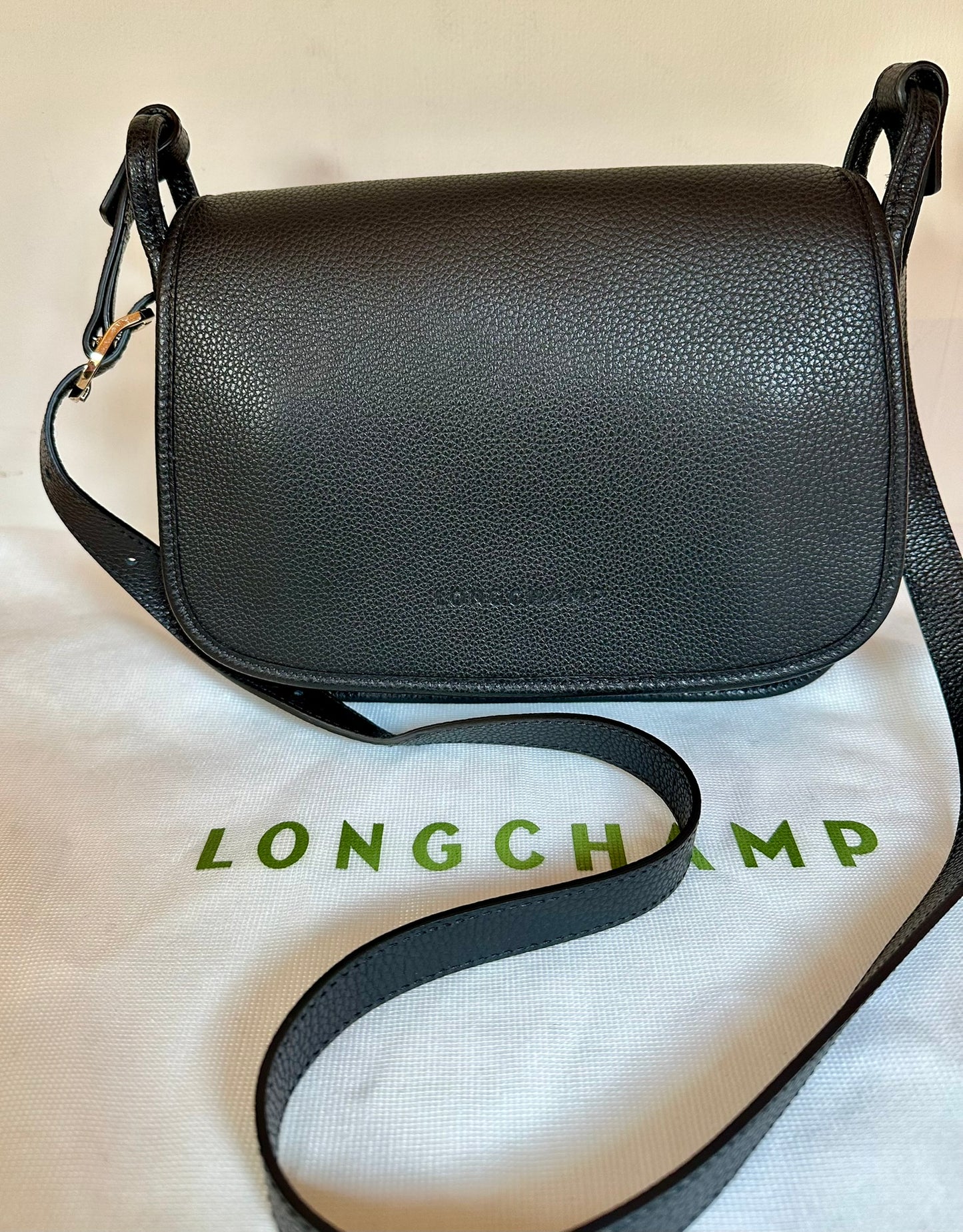 LONGCHAMP Le Foulonné - Sac Bandoulière Cuir Noir - NEUF