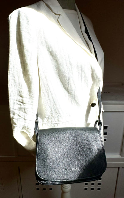LONGCHAMP Le Foulonné - Sac Bandoulière Cuir Noir - NEUF