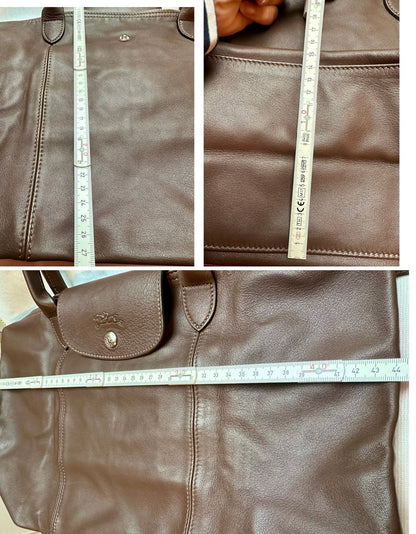 Longchamp Le Pliage Cuir - marron moka, taille M