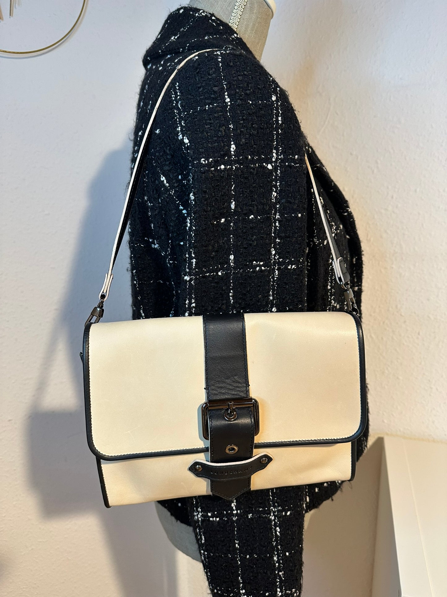 Longchamp x Kate Moss – sac cuir beige & noir