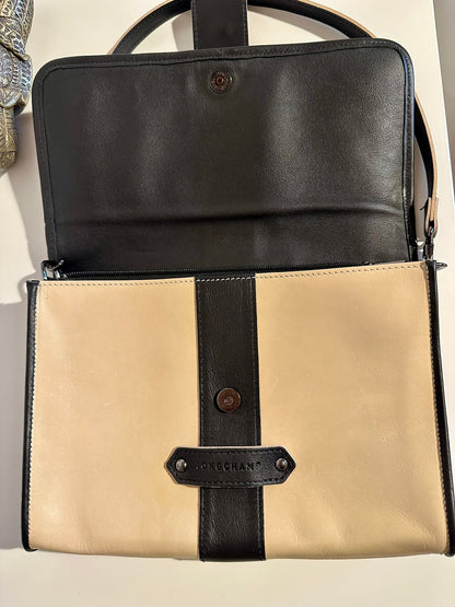Longchamp x Kate Moss – sac cuir beige & noir