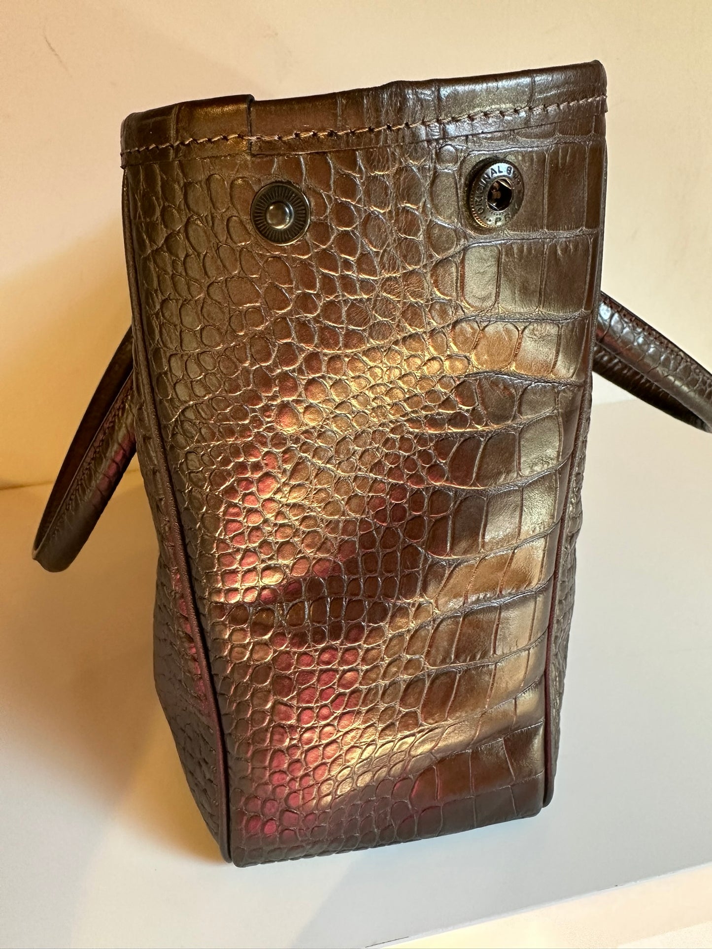 Longchamp Sac Roseau bronze porté épaule