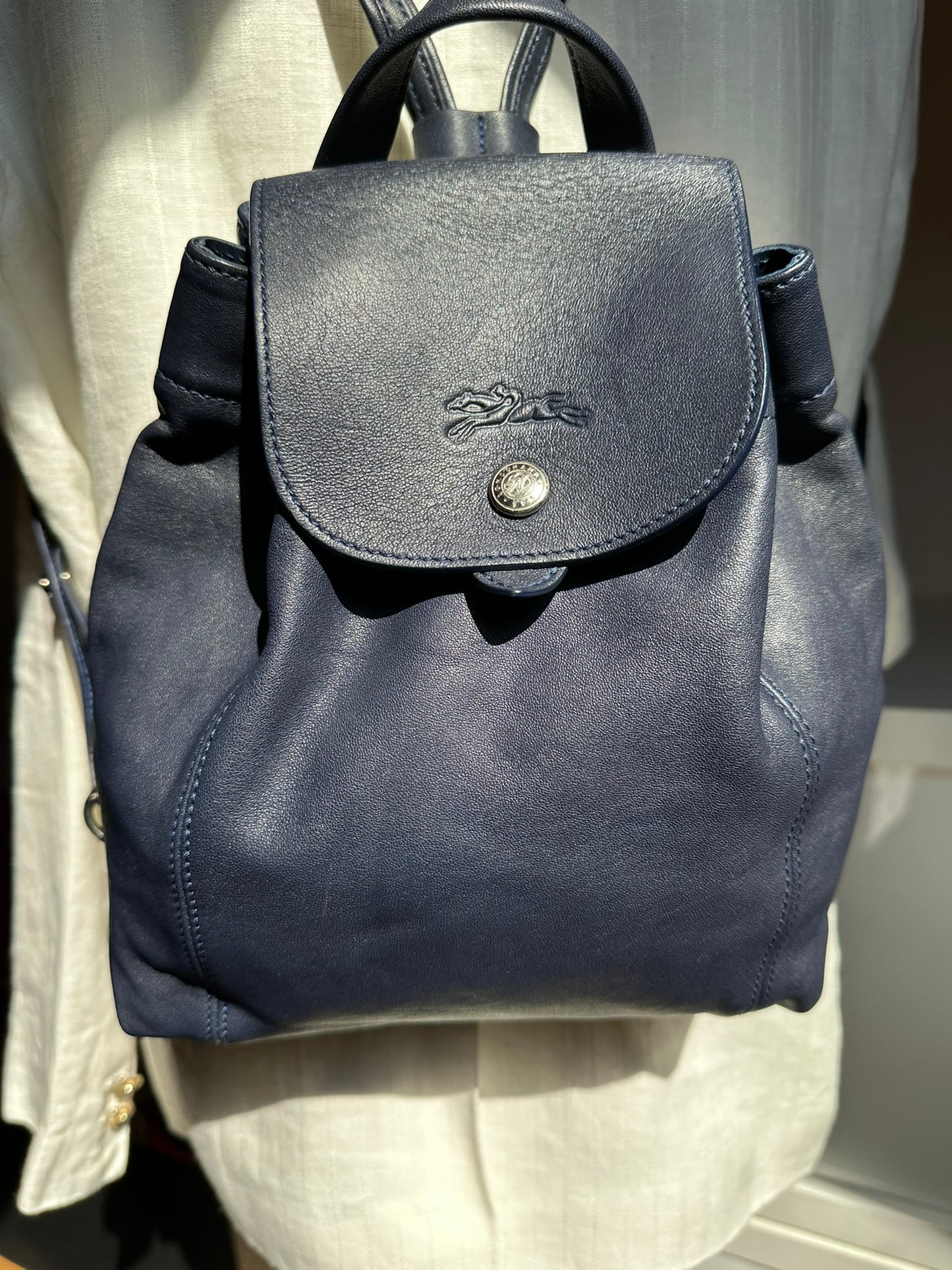 Sac à dos Longchamp Le Pliage Cuir XS - Bleu Marine