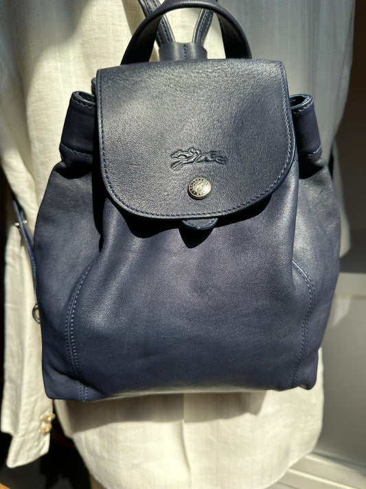 Sac à dos Longchamp Le Pliage Cuir XS - Bleu Marine