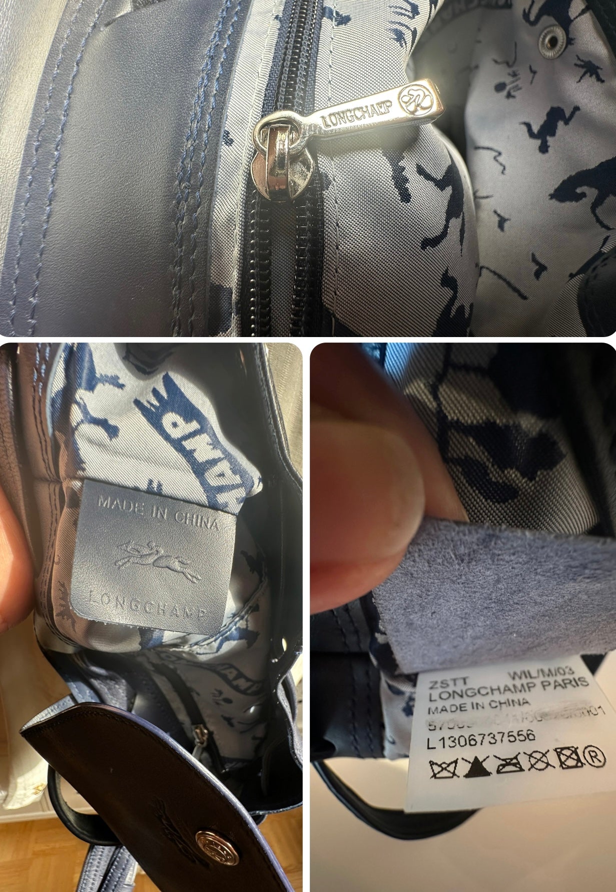 Sac à dos Longchamp Le Pliage Cuir XS - Bleu Marine