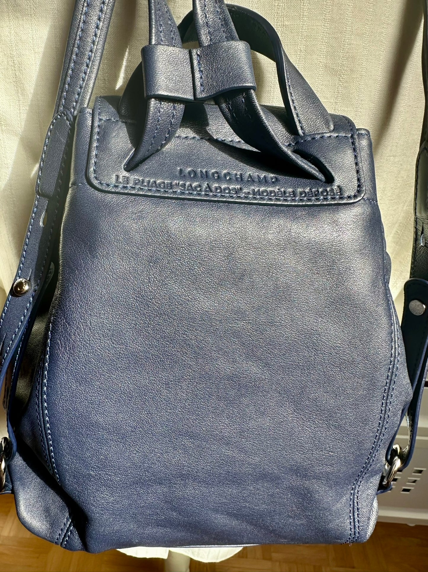 Sac à dos Longchamp Le Pliage Cuir XS - Bleu Marine