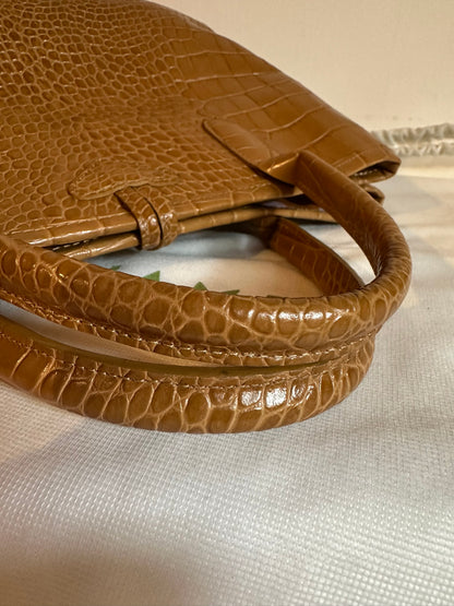 Sac Longchamp Roseau - Cuir Croco camel miel