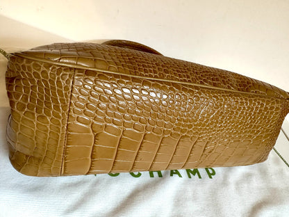 Sac Longchamp Roseau - Cuir Croco camel miel