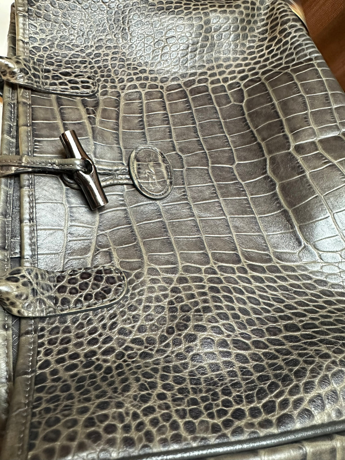 Sac Longchamp Roseau - Taupe Olive/Kaki gris taille M