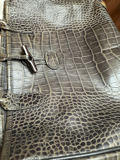 Sac Longchamp Roseau - Taupe Olive/Kaki gris taille M
