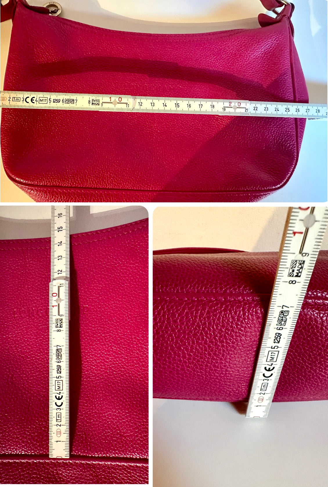 Sac Longchamp bandoulière framboise - Le Foulonné.