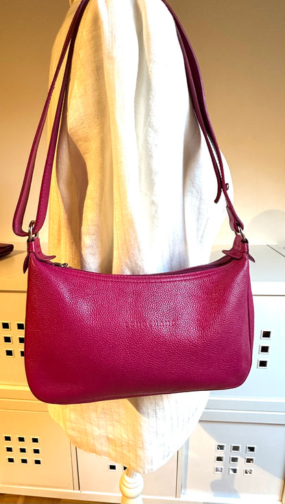 Sac Longchamp bandoulière framboise - Le Foulonné.