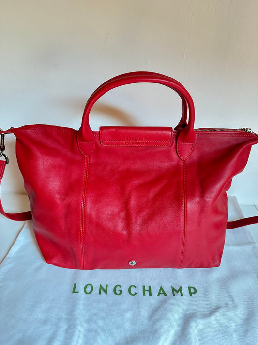 Longchamp Tasche "Le Pliage Cuir" - Kirschrot - Neu