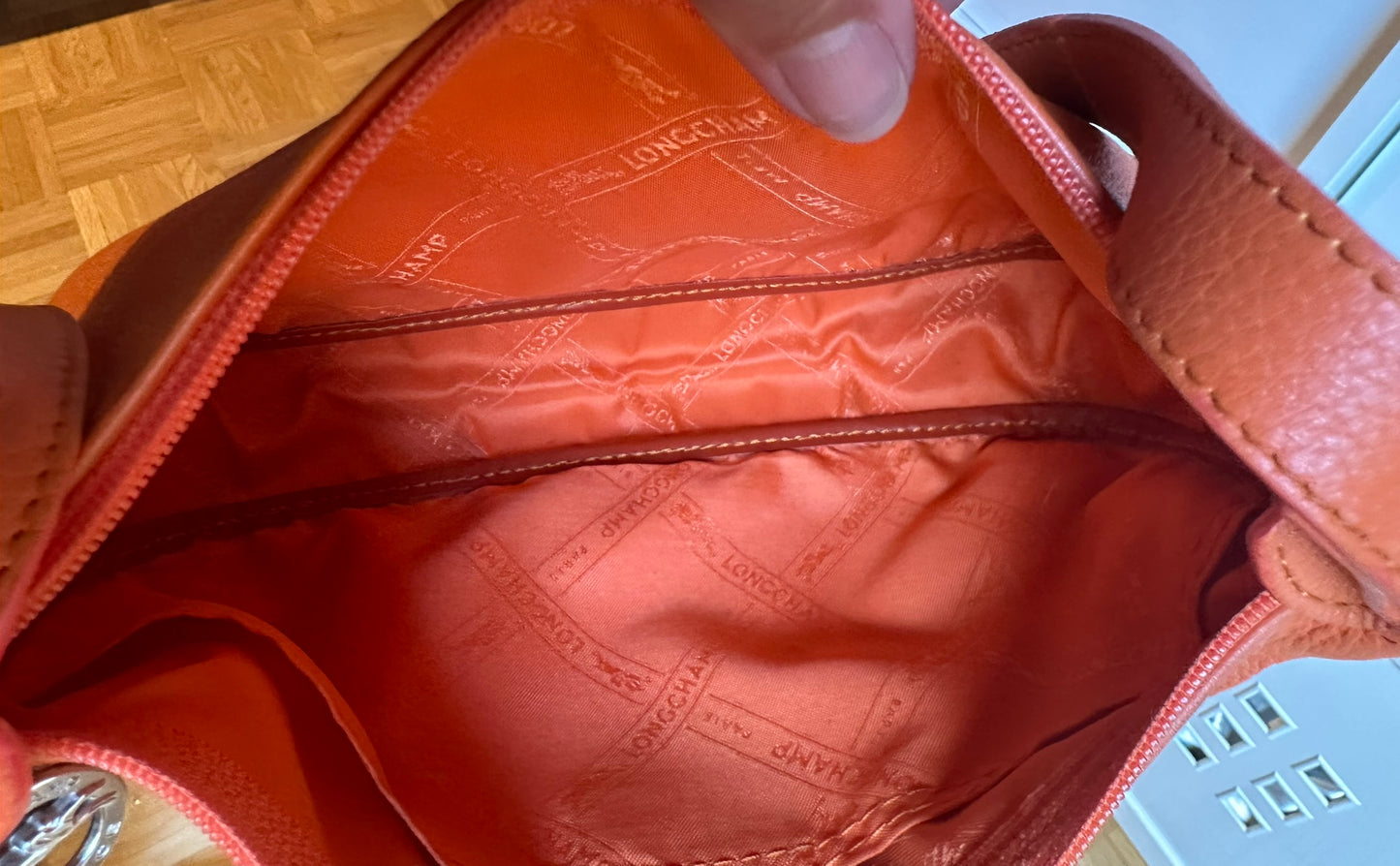 Sac Longchamp bandoulière orange - Le Foulonné.