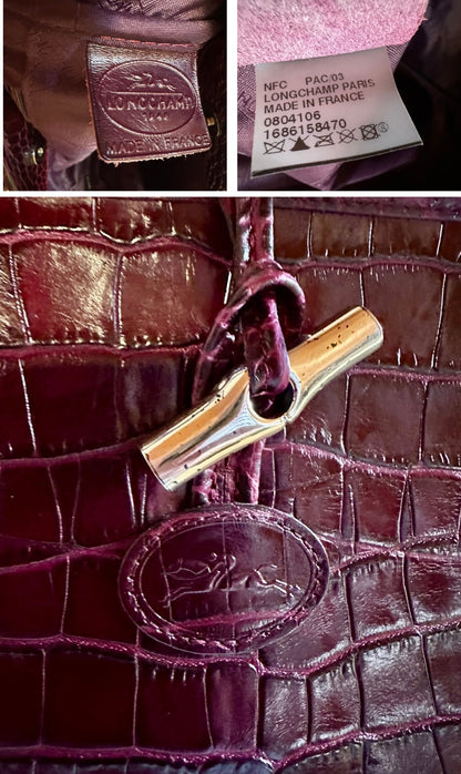 Sac Longchamp Roseau Bordeaux/Prune taille M