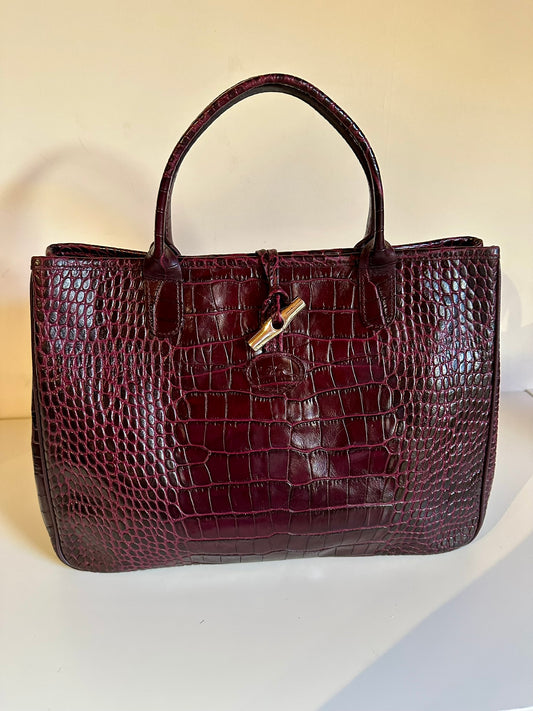 Sac Longchamp Roseau Bordeaux/Prune taille M