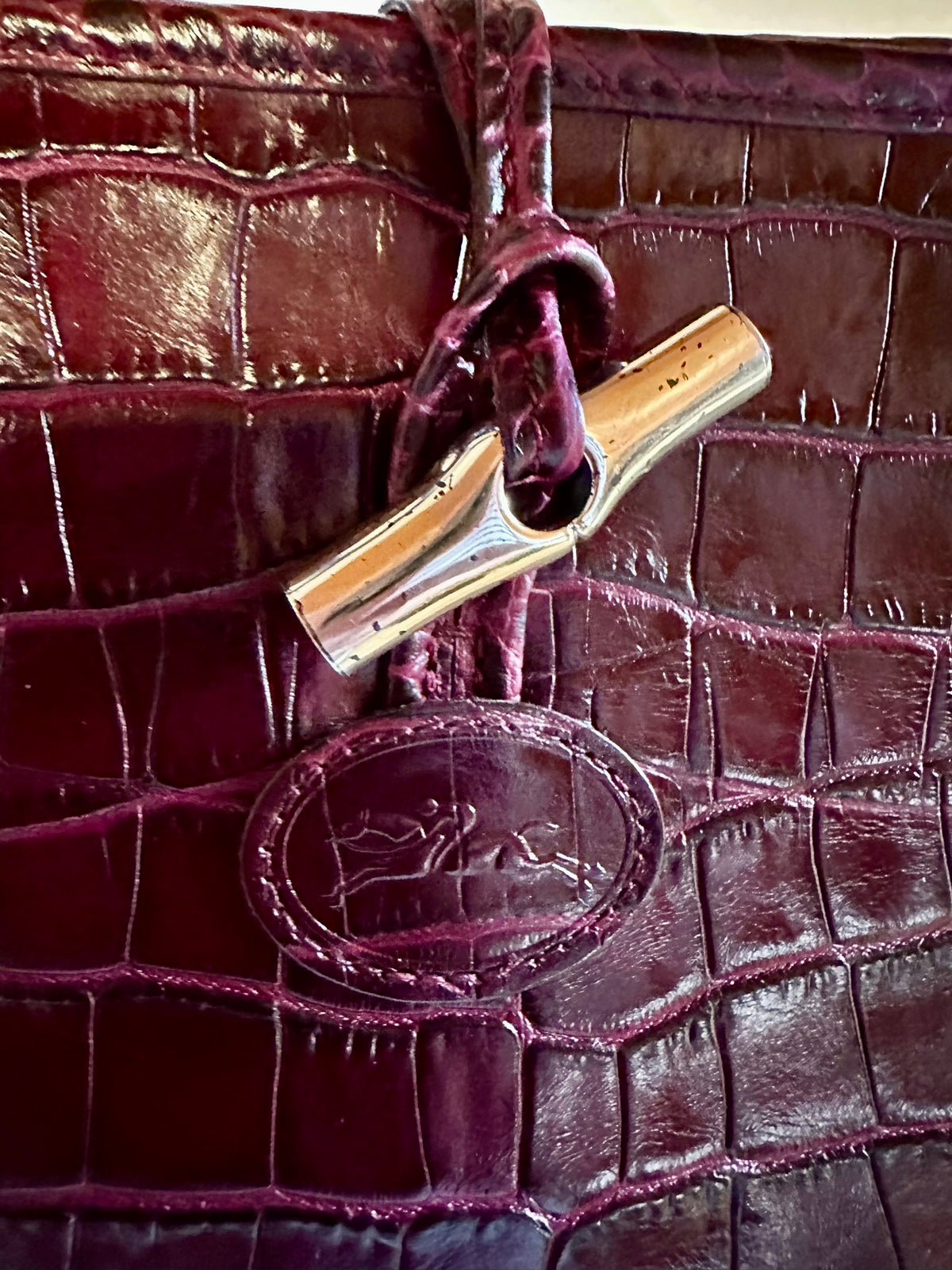 Sac Longchamp Roseau Bordeaux/Prune taille M