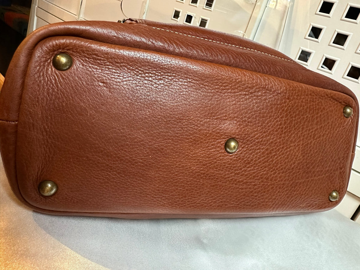 Longchamp "Légende Sport" Beuteltasche im Hobo-Stil aus cognacfarbenem Leder