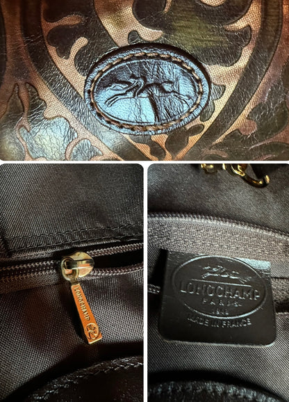 Sac Longchamp Vintage Collector – Cuir Embossé Arabesques