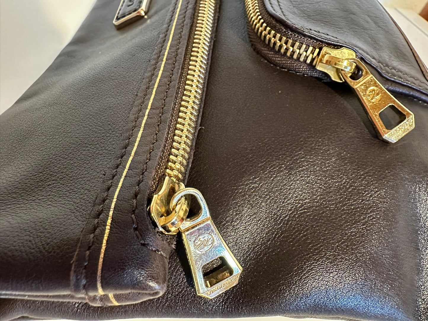 Longchamp Clutch cuir chocolat