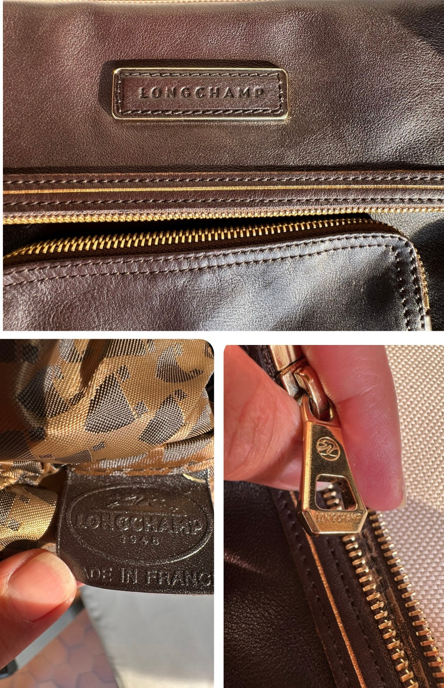 Longchamp Clutch cuir chocolat