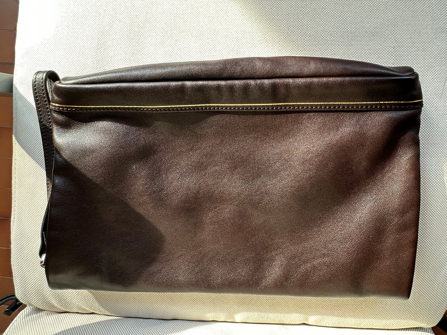Longchamp Clutch cuir chocolat