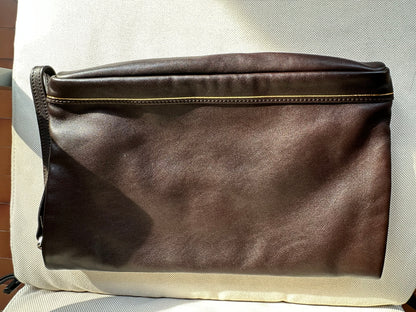 Longchamp Clutch cuir chocolat
