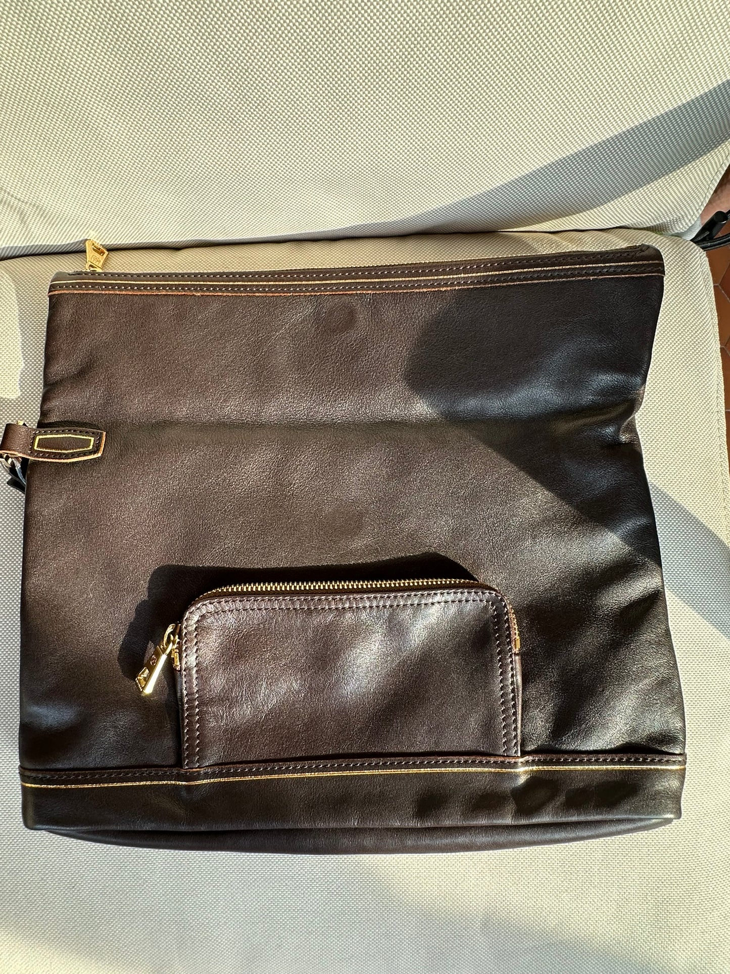 Longchamp Clutch cuir chocolat
