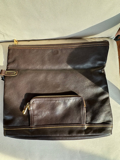 Longchamp Clutch cuir chocolat