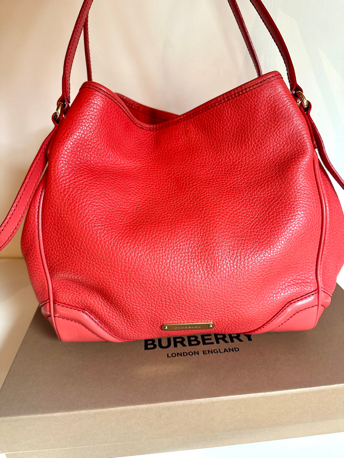 Sac Cabas Burberry Canterbury – Cuir Grainé Corail